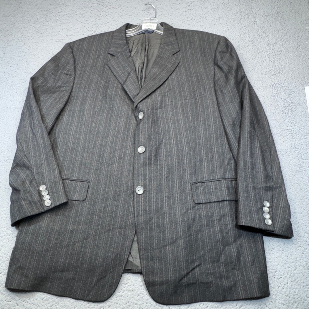 Burberry London Kensington Blazer Mens 46R Gray Chalk Stripe Wool Sport‎ Coat